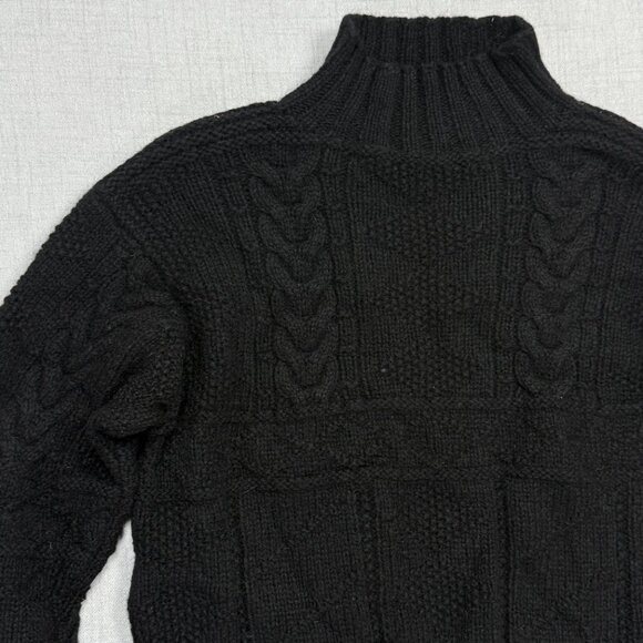 Vintage Polo by Ralph Lauren Hand Knit Wool Sweater Black Mock Neck Size M - Picture 4 of 11
